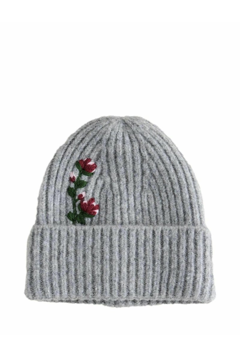 Next BEANIE - Beanie - grey flower embroidered/grey - Zalando