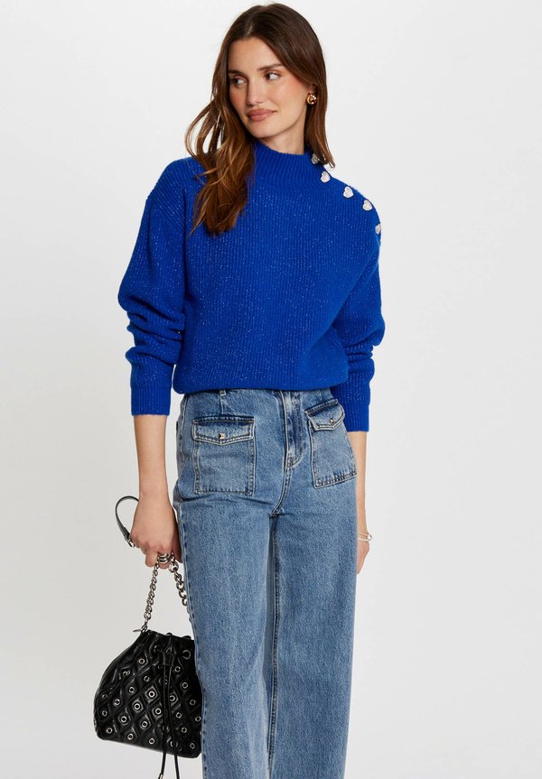 LONG-SLEEVED WITH BUTTONS - Jumper - bleu electrique