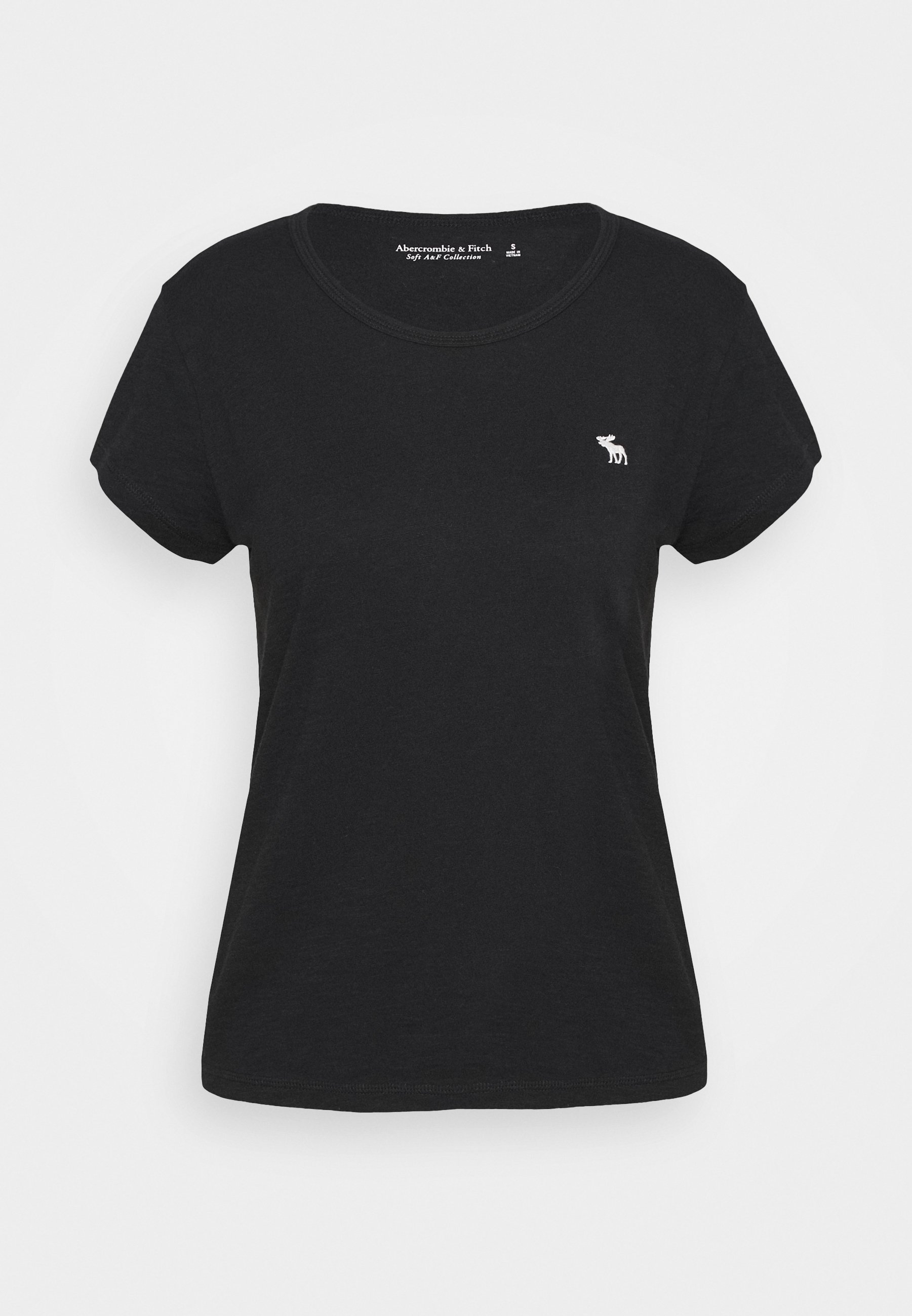 Abercrombie & Fitch ICON CREW TEE T shirts blacksvart Abercrombie & Fitch SLIM TEE - T-shirts - black