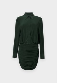 BOYFRIEND SHIRT SHIRRED DRESS - Shirt dress - dark emerald