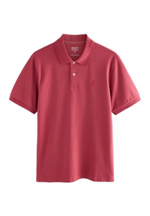 Rotes Polohemd für Herren, mittlere Passform, regulär geschnitten, mit kurzen Ärmeln und zweiknöpfiger Knopfleiste, hergestellt in Bangladesch.