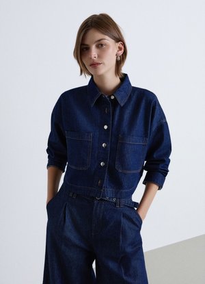 Calliope, CAMICIA TINTA UNITA - Hemdbluse - blu denim scuro