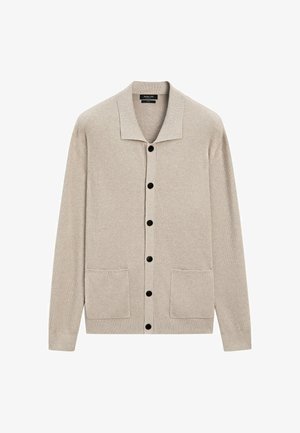Massimo Dutti, 100% COTTON KNIT POCKET CARDIGAN - Strickjacke - beige