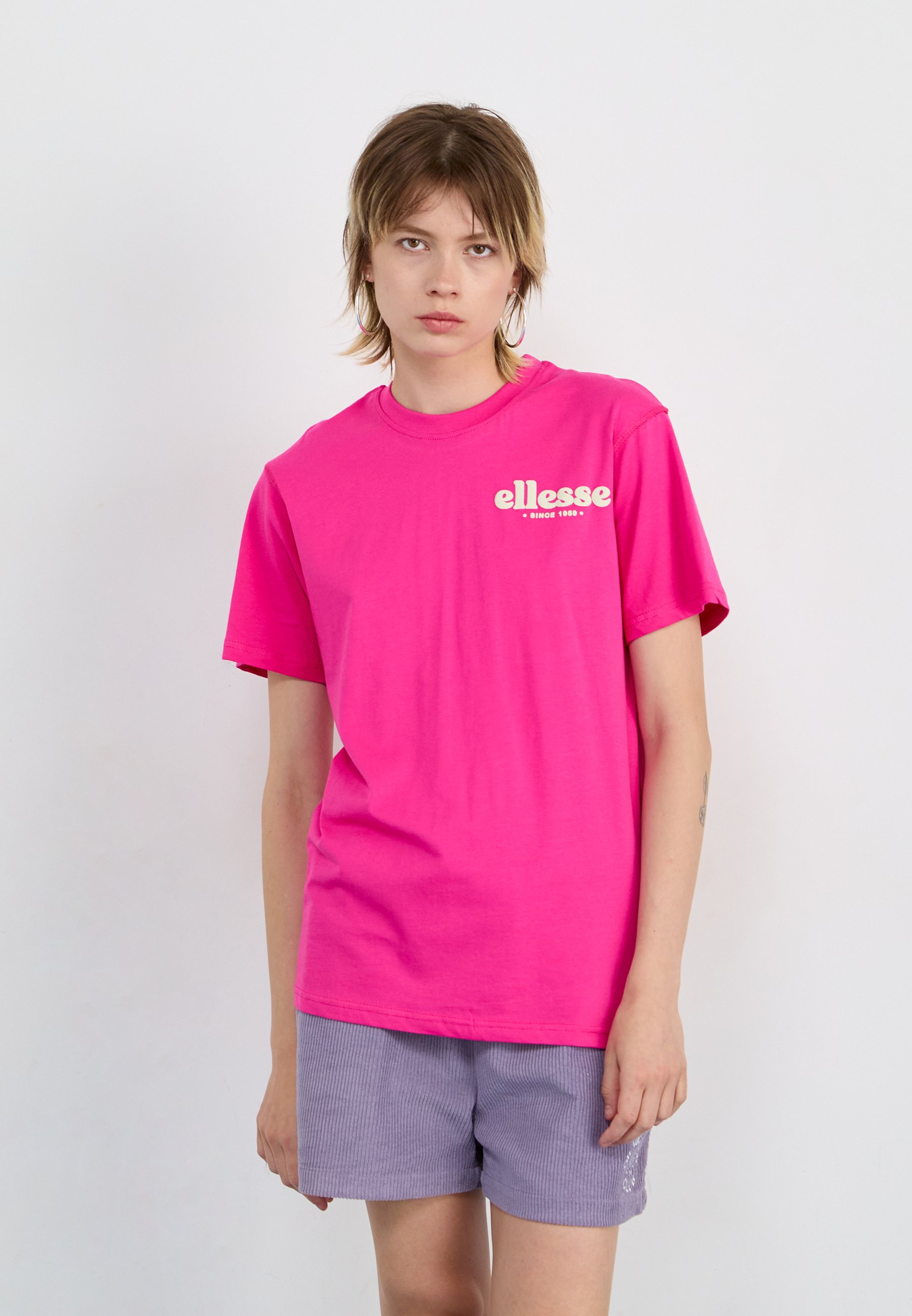 売れ筋商品|||エレッセ Tシャツ レディース トップス CAMPOFELICE - Print T-shirt - white/dark pink Ellesse CAMPOFELICE - T-Shirt print - dark pink/pink