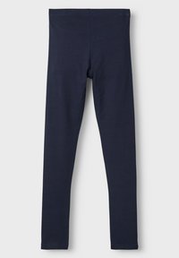 Marine leggings laget av myk, elastisk stoff. De har en elastisk midje og en glatt tekstur, med en hel-lengde, tettsittende silhuett.
