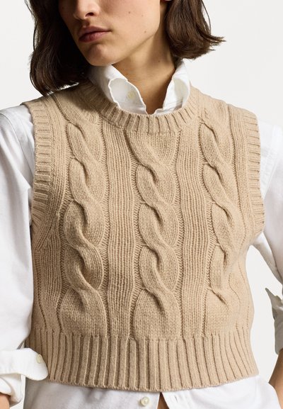 Polo Ralph Lauren CROPPED CABLE WOOL-CASHMERE JUMPER - Jumper - oatmeal