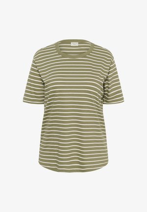 Kaffe Curve, KCWINNI 1/2 SLEEVE - T-shirt con stampa - aloe chalk stripe