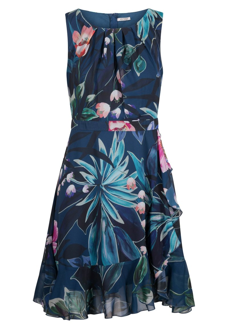 BLUMENMUSTER - Cocktailkleid/festliches Kleid - petrolblau