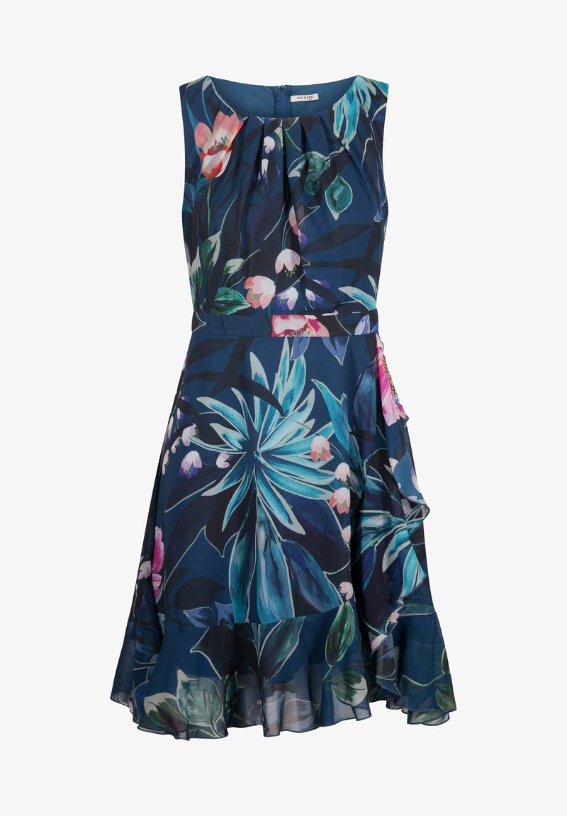 BLUMENMUSTER - Cocktailkleid/festliches Kleid - petrolblau BLUMENMUSTER - Cocktailkleid/festliches Kleid - petrolblau