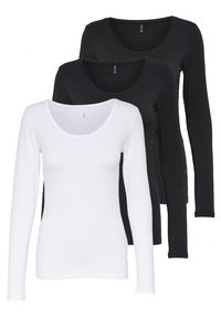 3 PACK - Langarmshirt - schwarz/schwarz/weiß