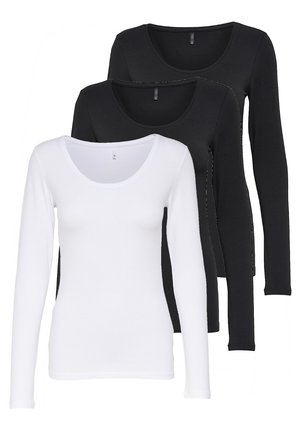 3 PACK - Langarmshirt - schwarz/schwarz/weiß