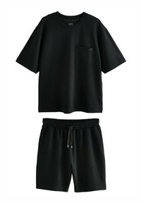 Next - Regular Fit - EDIT Long Sleeve Shirt And Shorts Co-Ord Set - Tracksuit bottoms - black Thumbnail Image 1