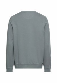 Grijze katoenen sweater met een ronde hals, lange mouwen en geribbelde boorden aan de mouwen en zoom. Soepele textuur met een minimalistisch ontwerp.