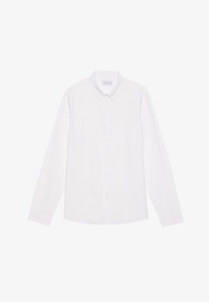 Witte lange mouwen knoopshirt van katoen. Heeft een klassieke kraag, knopen aan de voorkant en een gladde textuur zonder zichtbare patronen.