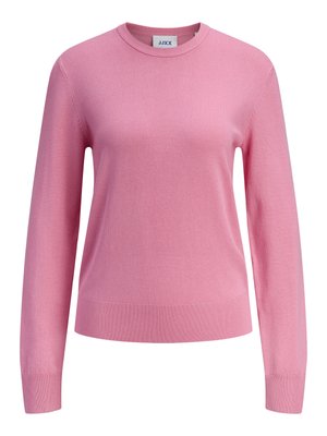 Maglione rosa a maniche lunghe con scollo tondo, polsini e orlo a coste, trama a maglia liscia e una piccola etichetta bianca all'interno del collo con la scritta JJXX.