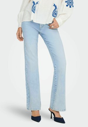ONLWAUW HOHE TAILLE  - Platėjantys džinsai - light blue bleached denim