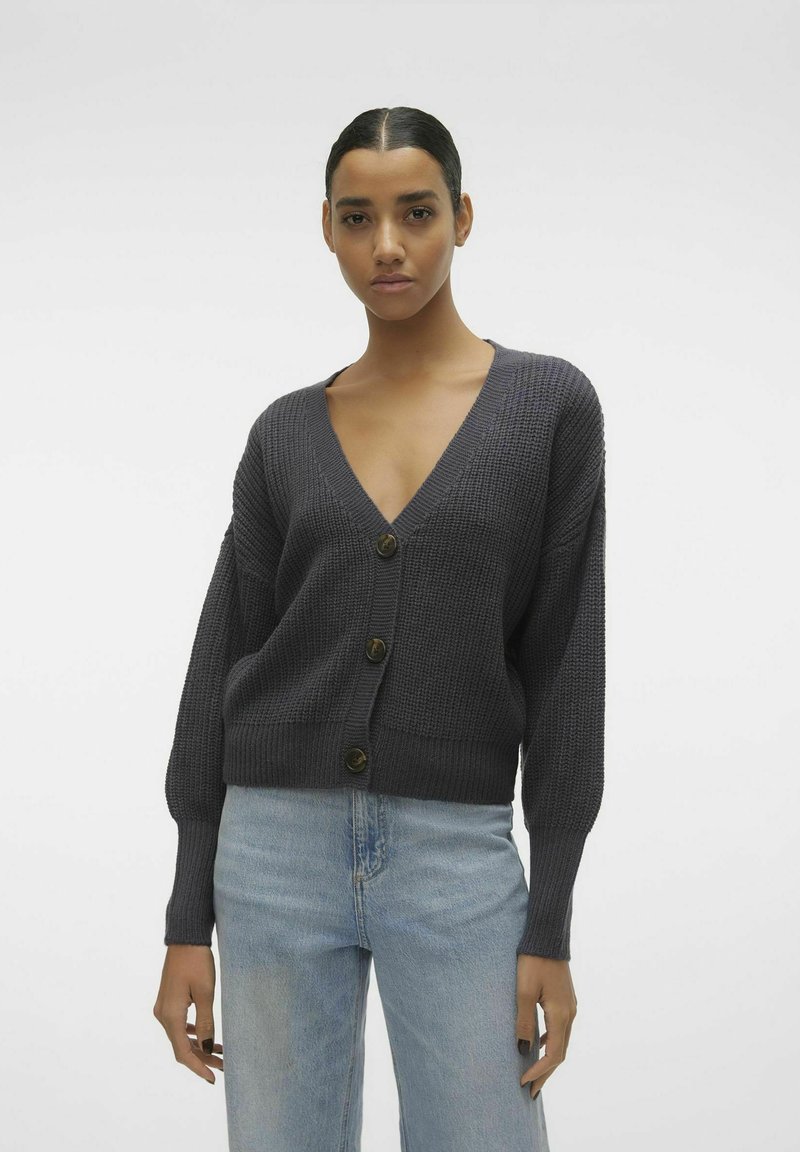 Vero Moda VMLEA V NECK CUFF - Cardigan - ombre blue