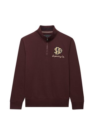 Superdry & Co, SUPERDRY VINTAGE ATHLETIC HALF ZIP SWEATSHIRT.. - Sweatshirt - dark oxblood