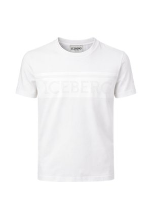 T-shirt bianca a maniche corte con un sottile logo "ICEBERG" in rilievo sul petto e scollo rotondo.