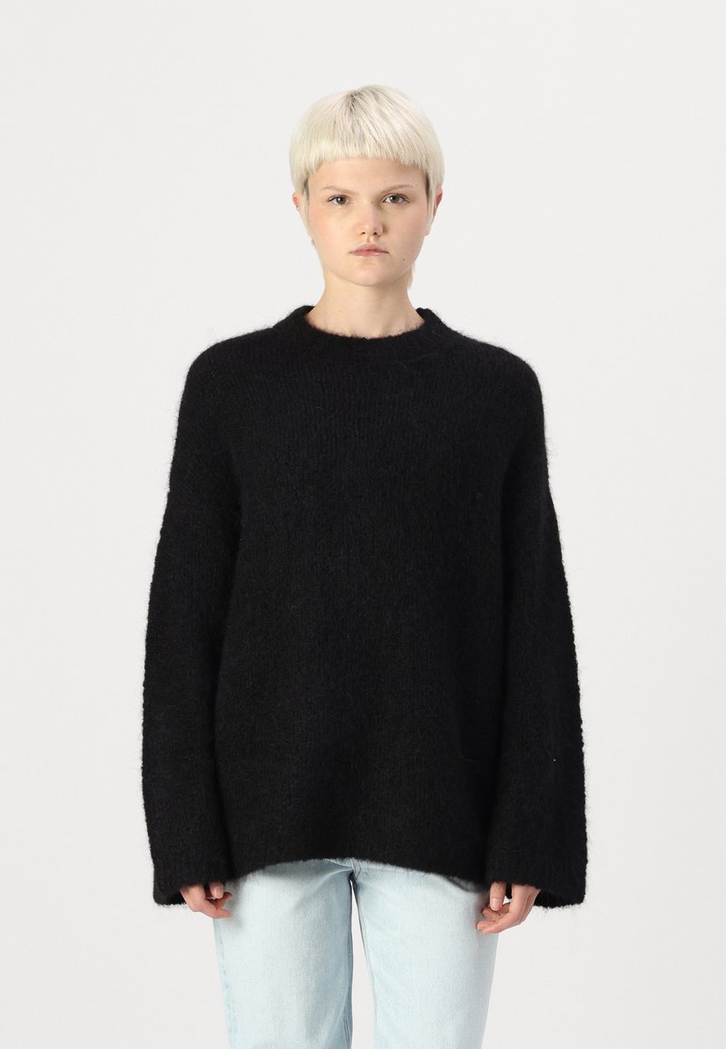Selected Femme SLFGABELLA O NECK CAMP - Pulóver - black