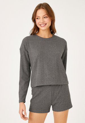 LONG SLEEVE CREW NECK TISSUED - Camiseta de pijama - anthracite