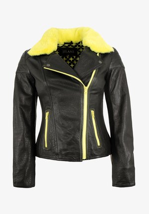 Lederjacken24, Lederjacke - schwarz gelb