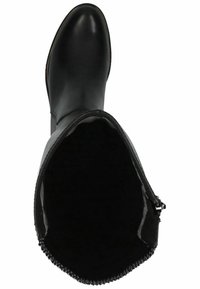 Stivale alla caviglia in pelle nera con finitura liscia, punta affusolata e zip laterale; l'interno è sfoderato e spazioso.