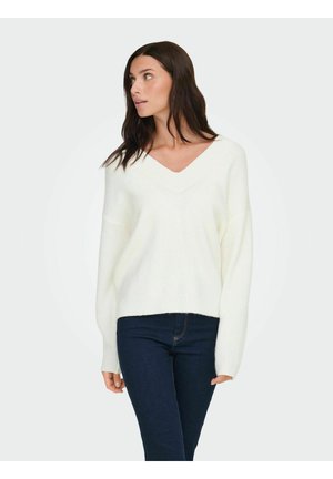 JDYSILJA  V-NECK BOXY  - Pullover - cloud dancer