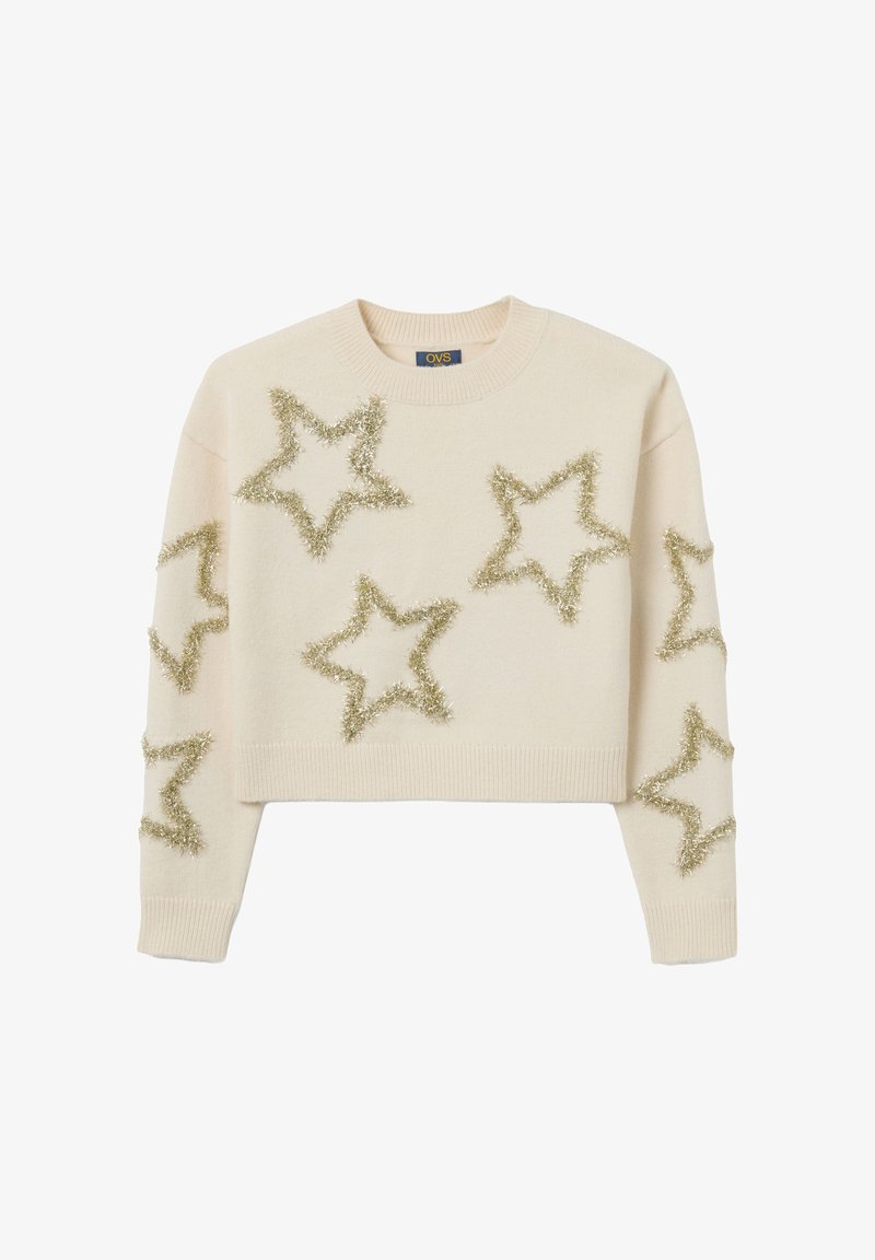 OVS WITH DECORATIVE STARS - Strickpullover - beige marl