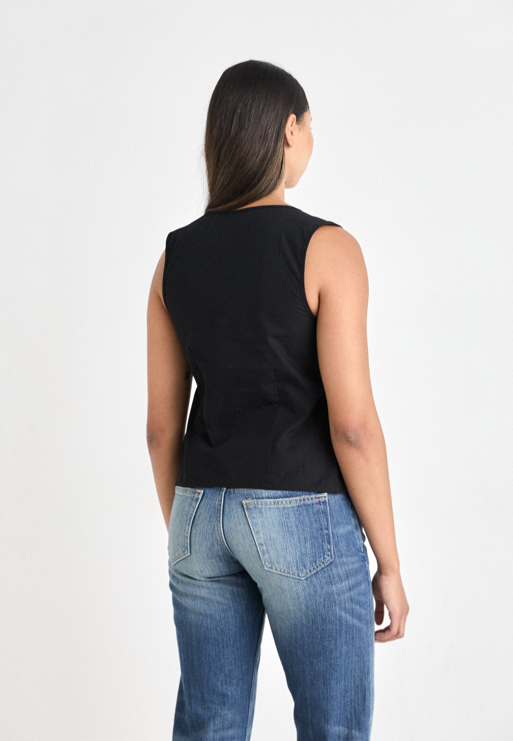 black dressy vest top