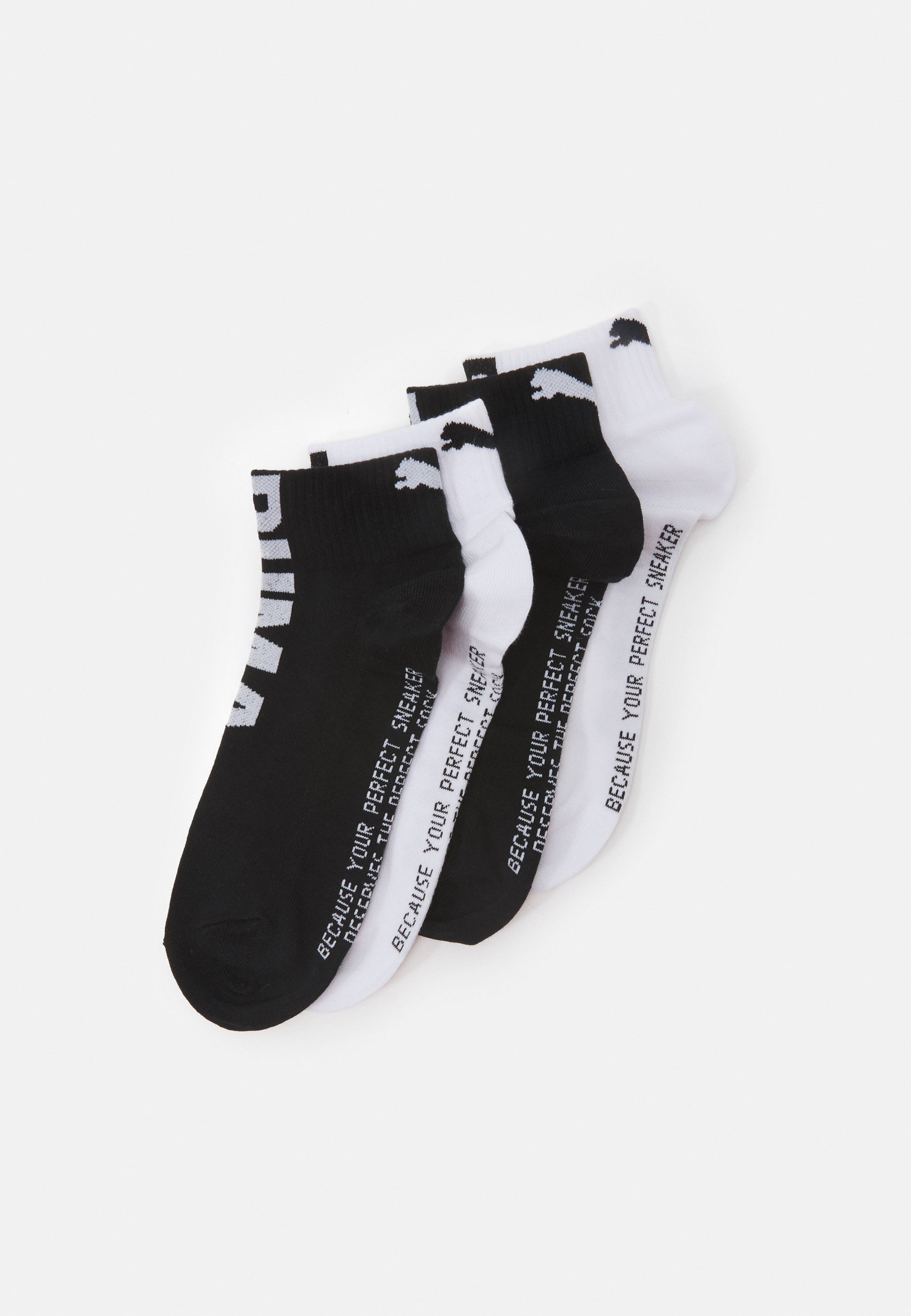Puma LOGO QUARTER 4 PACK UNISEX - Sports socks - black/white/black - Zalando .co.uk