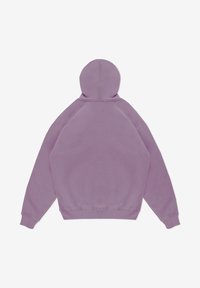 Fioletowa bluza z kapturem z długim rękawem, zaokrąglonym kapturem, raglanowymi rękawami, prążkowanymi mankietami i dołem. Miękki, teksturowany materiał o gładkim wykończeniu.