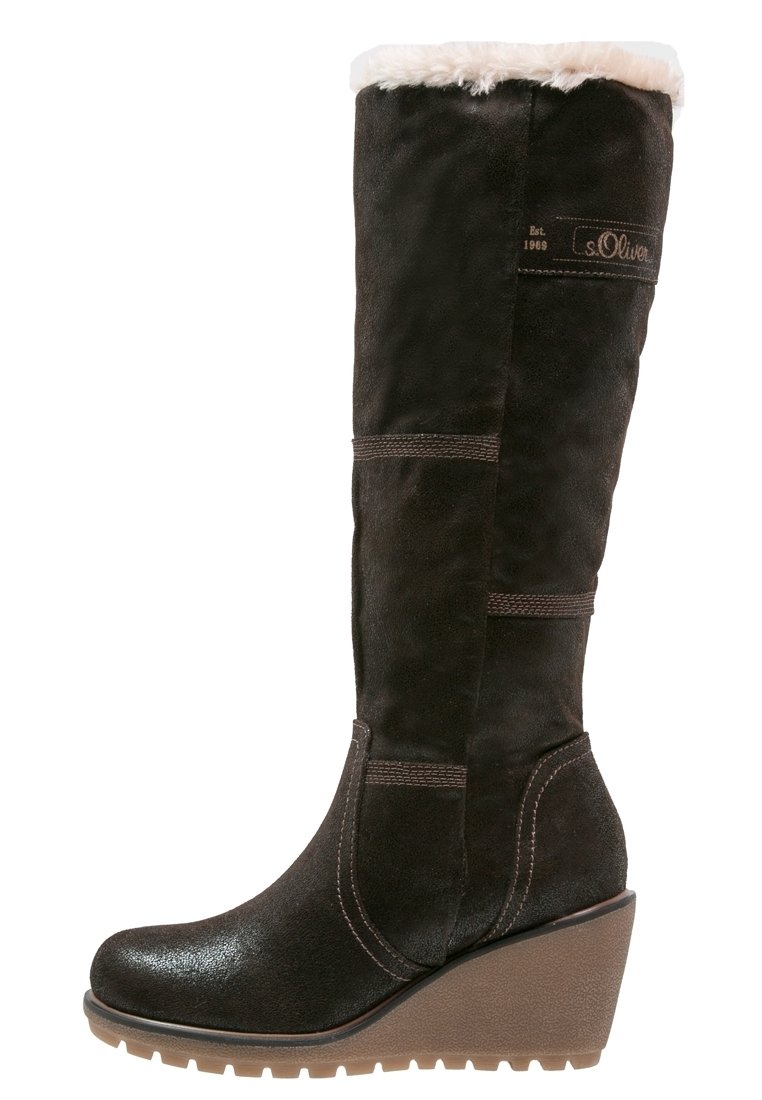s.Oliver Kozačky s klínem - dark brown
