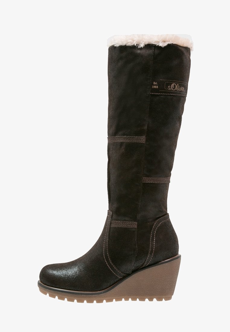 s.Oliver Wedge boots - dark brown