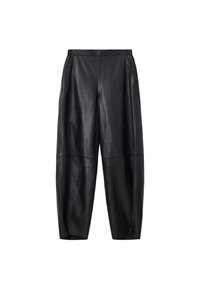 ETTA BARREL LEG - Δερμάτινο παντελόνι - black
