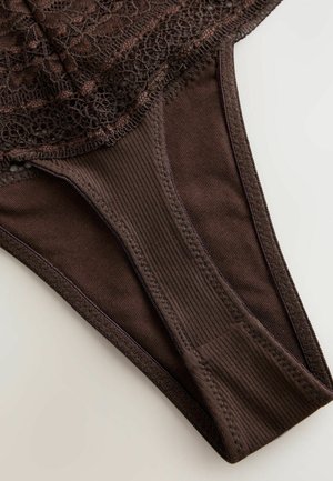Next, HIGH WAISTED THONG FIT - PREMIUM LACE KNICKERS . - Tanga - brown