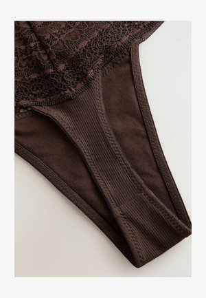 Next, HIGH WAISTED THONG FIT - PREMIUM LACE KNICKERS . - Tanga - brown