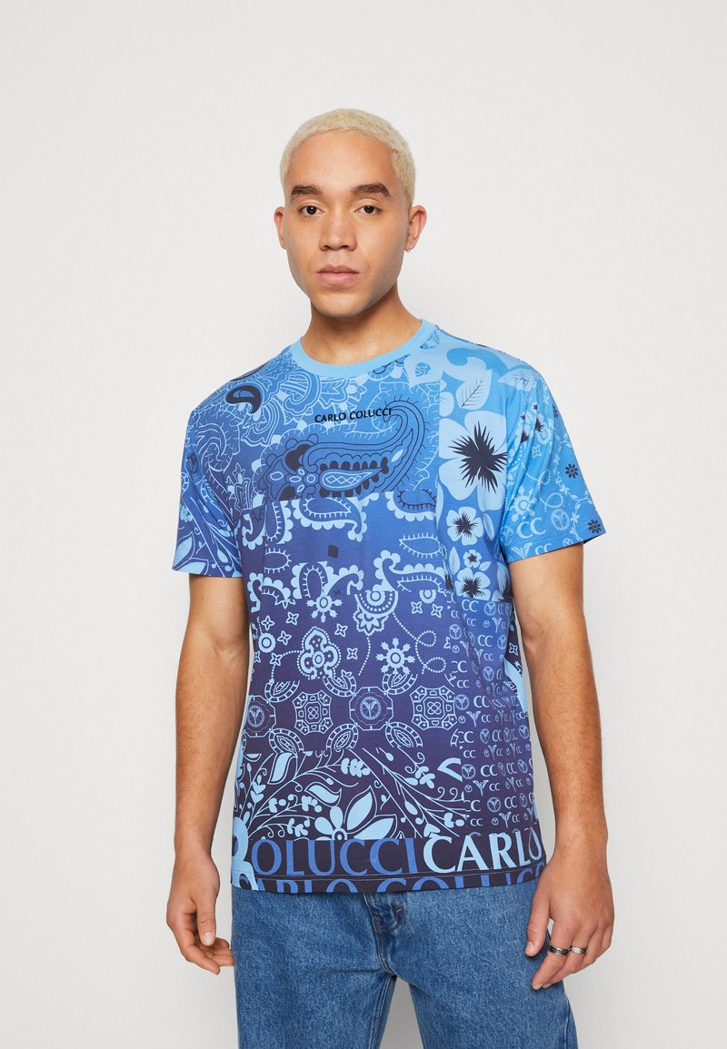 Carlo Colucci UNISEX Tshirt imprimé navy/blue/skyblue/bleu marine ZALANDO.FR