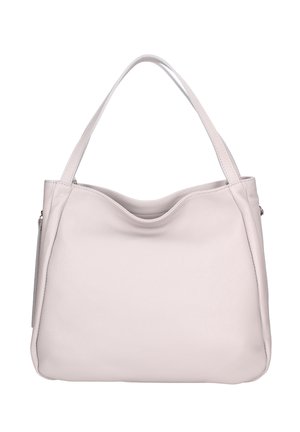 Sac à main en cuir rose clair avec une bandoulière unique et un bord supérieur légèrement incurvé, présenté sur un fond blanc.