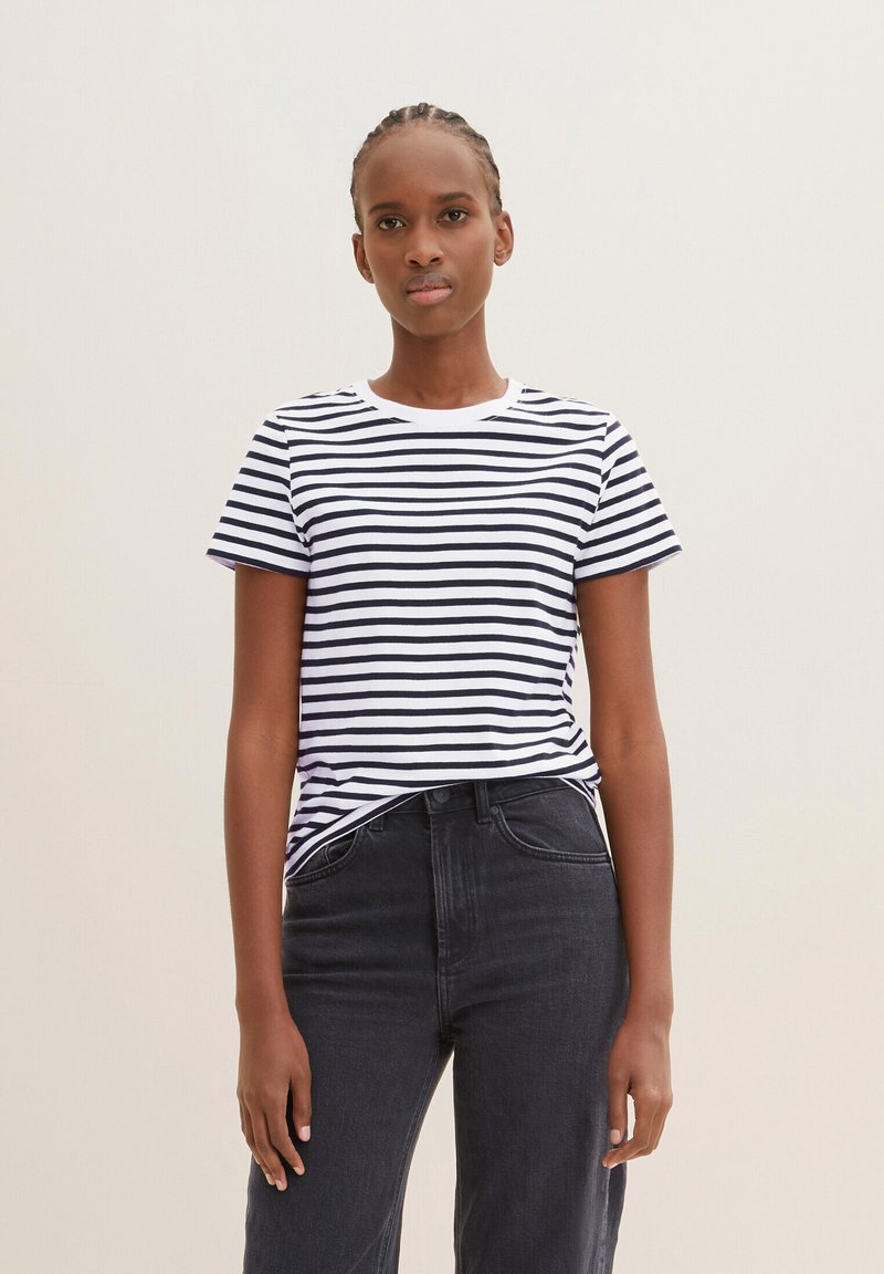 TOM TAILOR DENIM - TMODERN STRIPE - Camiseta estampada - white black stripe, Ampliar