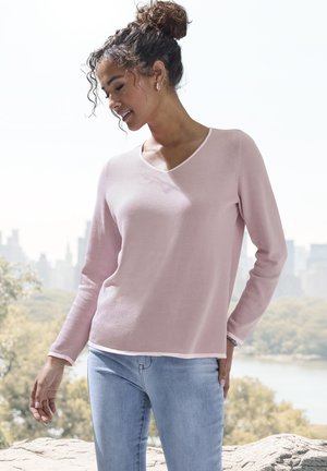 LASCANA, LASCANA V-AUSSCHNITT-PULLOVER - Strickpullover - mauve-rosé