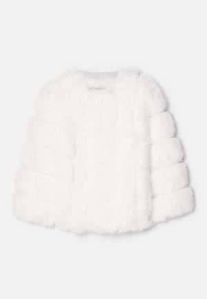 Valge valejõhvi kroopide jaotisega jakki, millel on karvane pind ja soonikuga käised. Ei ole nähtavaid kinnitusi.