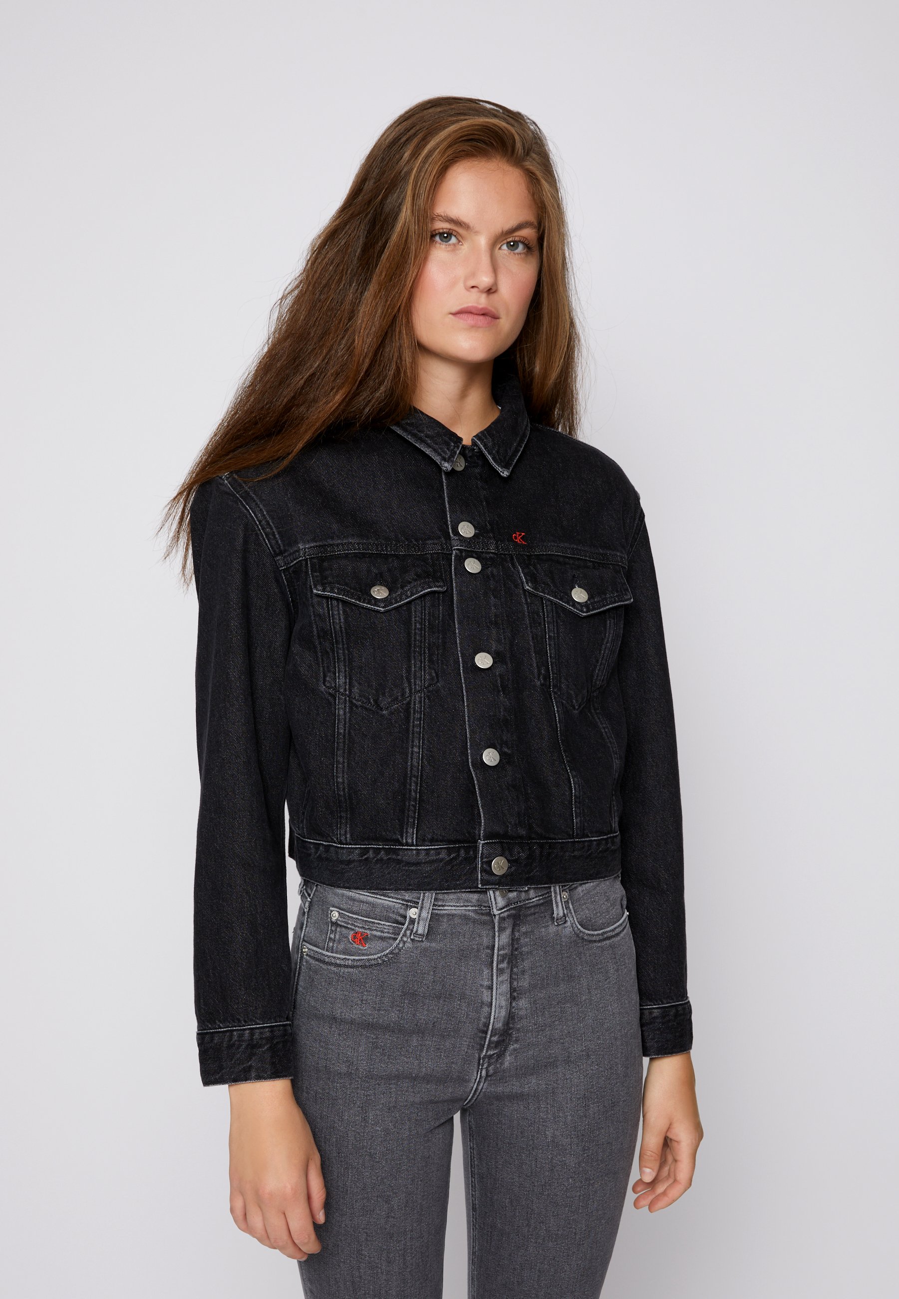 calvin klein cropped denim jacket