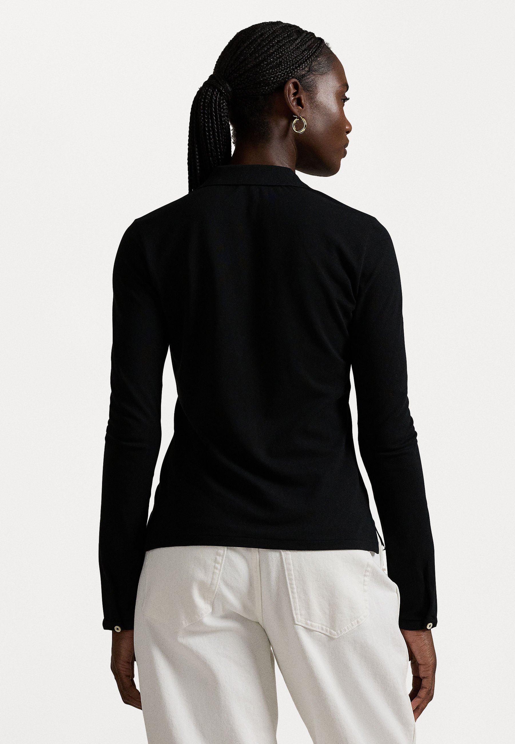 売れ筋商品|||ラルフローレン シャツ レディース トップス BUTTONED PLACKET LONG SLEEVE POLO SHIRT - Button-down blouse - black Buttoned-Placket Long-Sleeve Polo Shirt for Women | Ralph