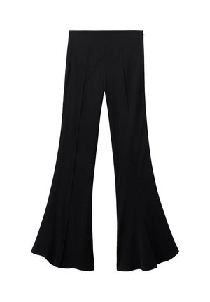 Pantalones negros de talle alto con piernas anchas acampanadas y un acabado liso y a medida.