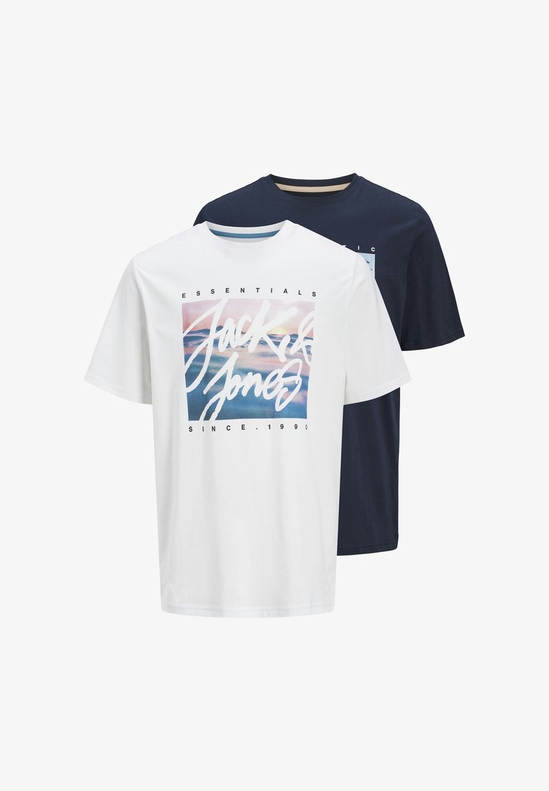 Jack & Jones COLTON KURZARM 2ER PACK - T-Shirt print - blau