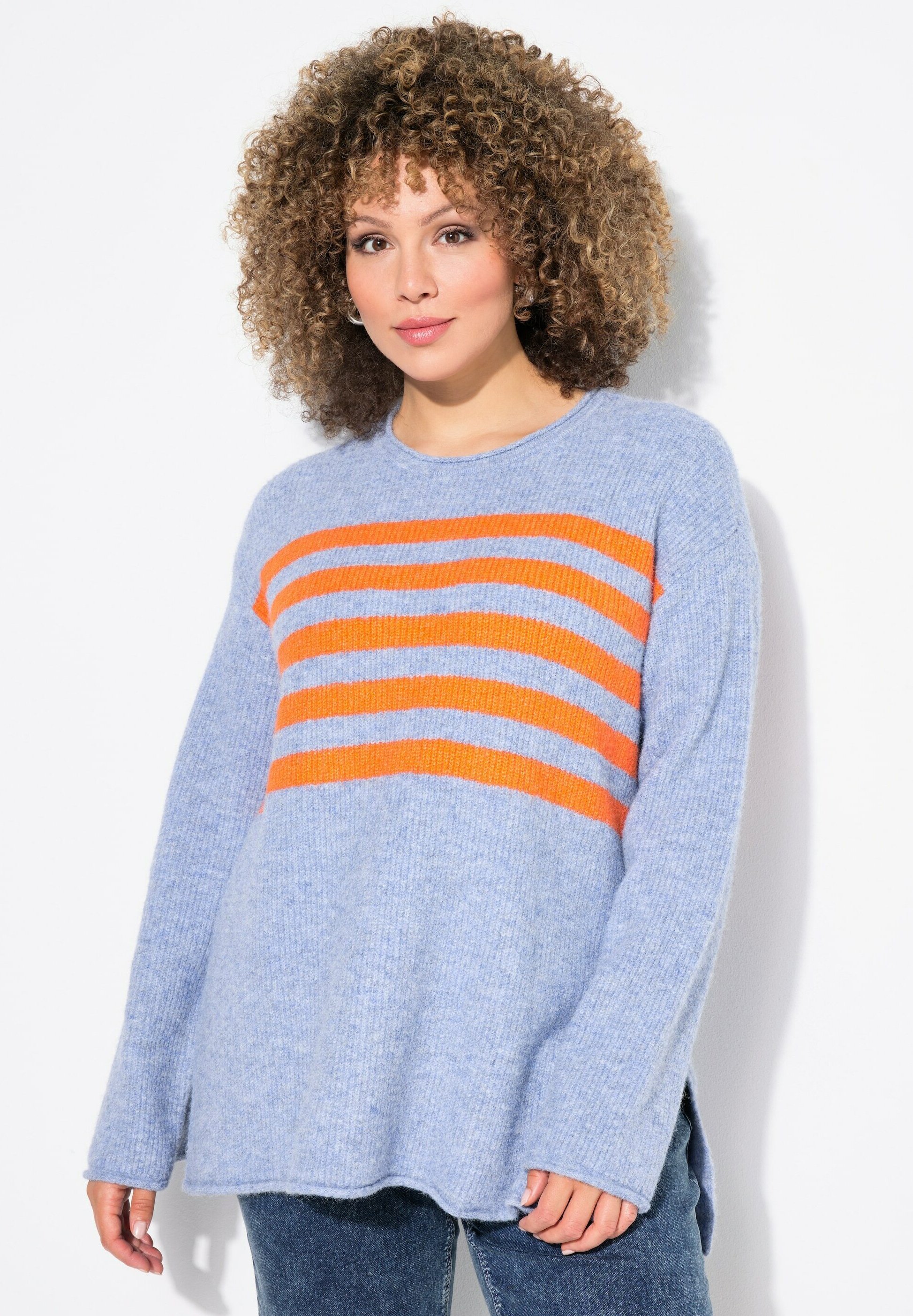 Ulla Popken Norweger Pullover Grau Ulla Popken STRIPED LONG SLEEVE