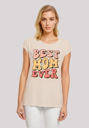 MUTTERTAG BEST MOM EVER RETRO BLUMENMUSTER - Print T-shirt - whitesand