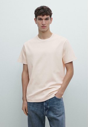 SHORT-SLEEVE WITH CREW NECK - T-shirt basic - mottled beige