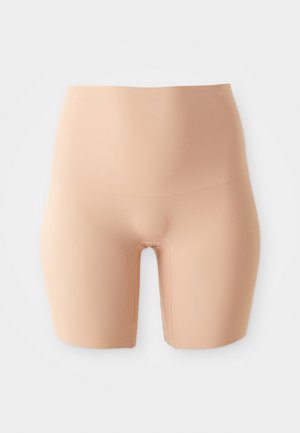 Nude formende shorts laget av glatt, elastisk materiale. De har høy midje og en åpen skritt-design for bekvemmelighet.